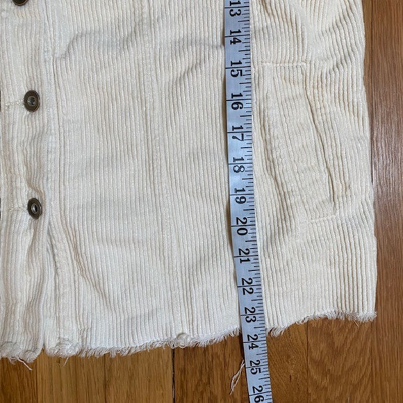 La Miel Raw Edge Ivory Relaxed Fit Corduroy Jacket Womens Large Button Pockets - Picture 10 of 11